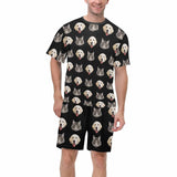 Personalized Pet Face Pajamas For Men Sleepwear Custom Dog Cat Men's Crew Neck Short Sleeve Pajama Set