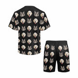 Personalized Pet Face Pajamas For Men Sleepwear Custom Dog Cat Men's Crew Neck Short Sleeve Pajama Set