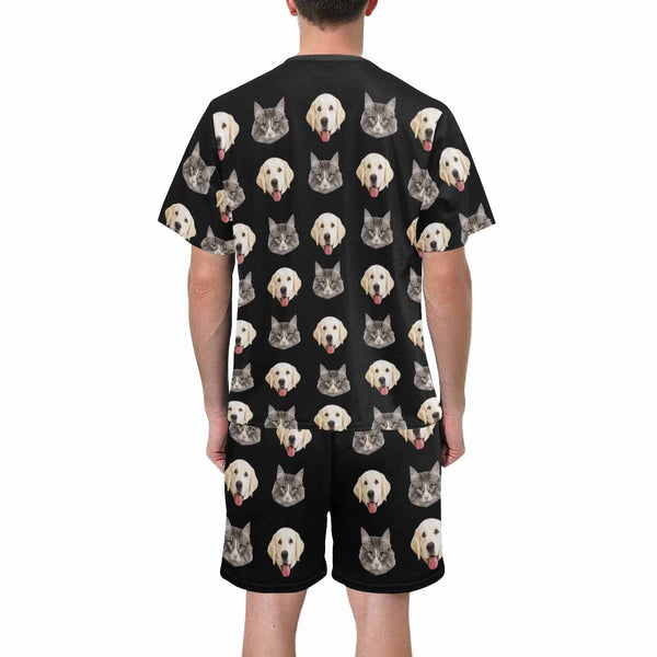 Custom Pet Face Men's Pajama Set Personalized Crew Neck Short Sleeve Pajama Set