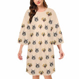Custom Pet Face Women's Oversized Sleep Tee Nightdress Personalized Loose Nightshirt