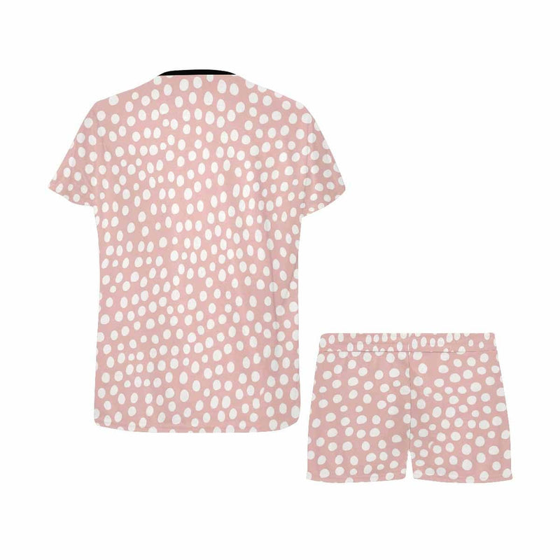 Personalized Pet Photo Pajamas Dots Pink Sleepwear Custom Women's Short Pajama Set with Pets Face