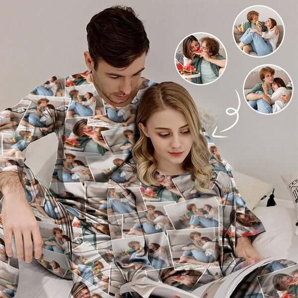 Personalized Photo Pajamas Custom Pajama Set&Couple Matching Pajamas