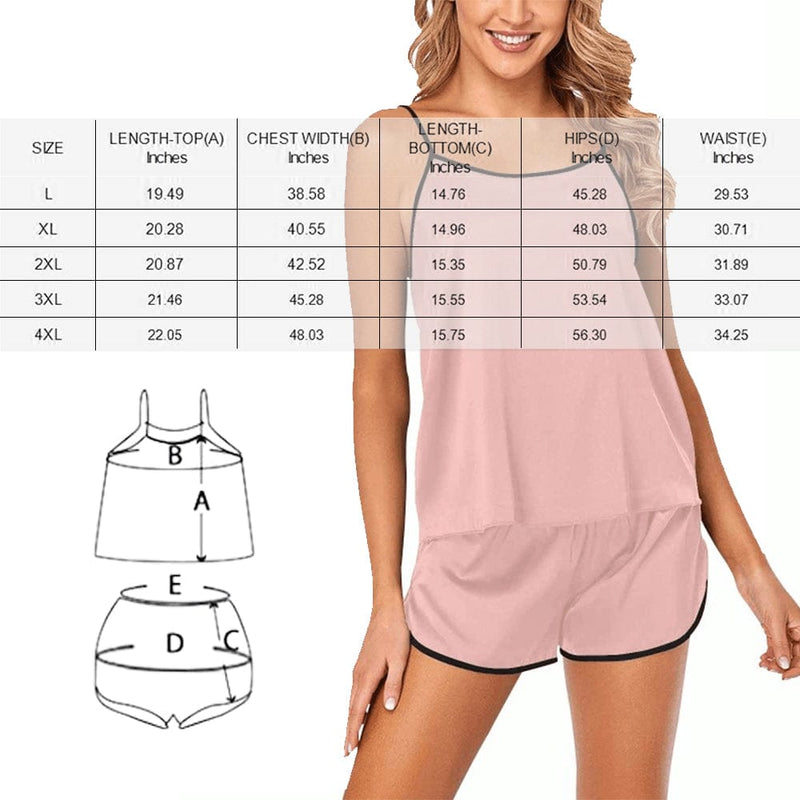 #Plus Size Pajama Set-Custom Pet Face Plus Size Women's Sexy Cami Pajamas Set