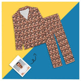 #Plus Size Pajamas-Custom Boyfriend Seamless Face Pajamas Sleep Loungewear Plus Size Sleepwear