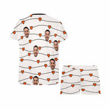 #Plus Size Pajamas-Custom Face Pajamas for Women Love Heart Shape Sleepwear Personalized Women's Short Pajama Set