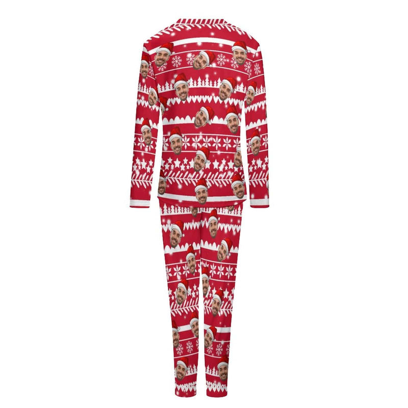 Special Christmas Sale Custom Boyfriend Face Christmas Pattern Sleepwear Personalized Women's Slumber Party Crewneck Long Pajamas Set