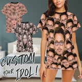 Custom Face Couple Pajamas Personalized Your Idol Couple Matching Crew Neck Short Pajama Set