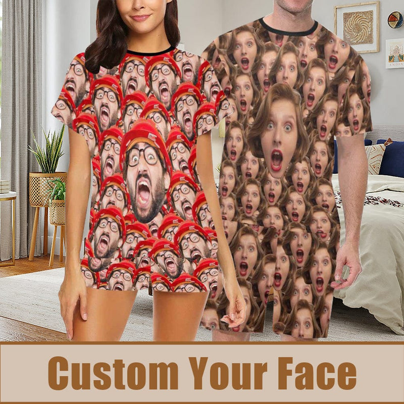 Custom Face Couple Pajamas Your Idol Couple Matching Short Pajama Set – Custom  Face Shirt