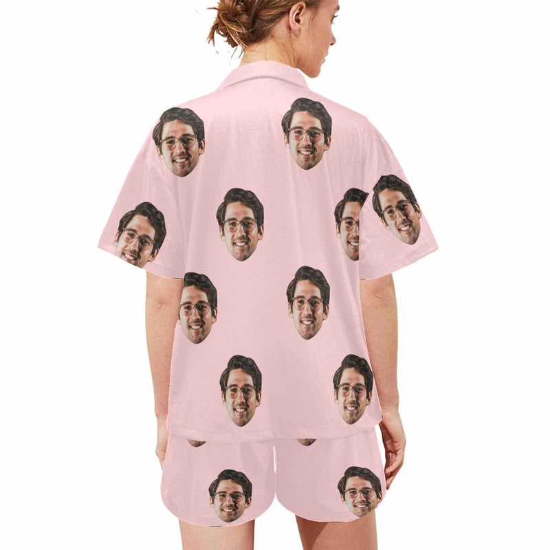 Custom Photo Love MOM Women's V-Neck Short Pajama Set Mother's Day & Birthday Gift