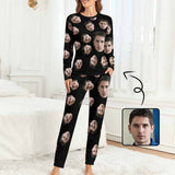 Personalized Pajamas Black with Girlfriend Face Men's Sleepwear Custom Men's Crew Neck Short Sleeve Pajama Set