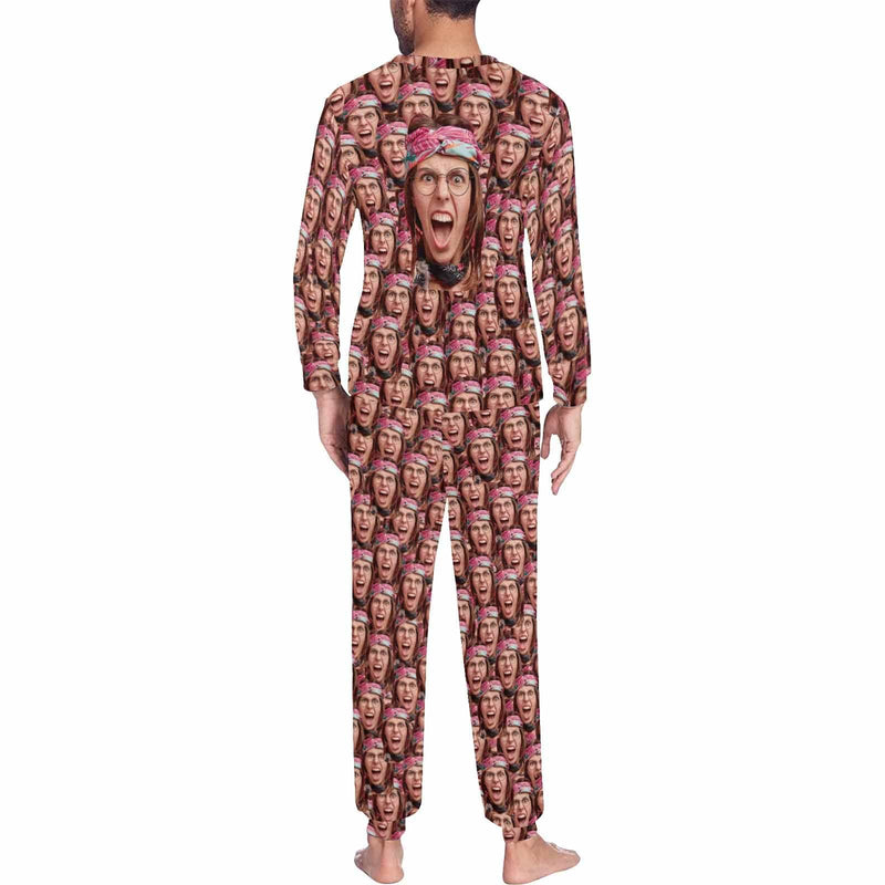 Photo Pajamas Custom Seamless Face Pajamas Personalized Men's Sleep or Loungewear For Him