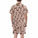 TikTok Hot Flash Sale Custom Face Seamless Crew Neck Short Pajama Set Funny T-shirt &Shorts