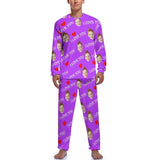 Custom Face Men's Long Sleeve Crewneck Pajamas Set I Love You Personalized Sleepwear Sets