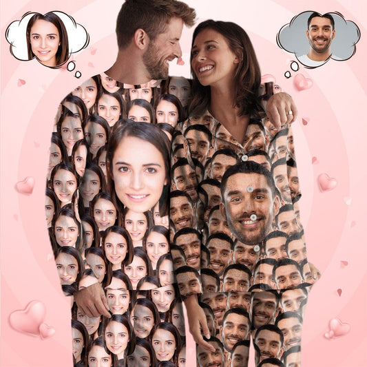 Custom Face My Valentine My Lover Cute Couple Matching Pajamas