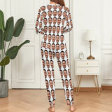 TikTok Pajamas Custom Face Seamless White Family Matching Long Sleeve Pajama Set Personalized Photo Pajamas Loungewear