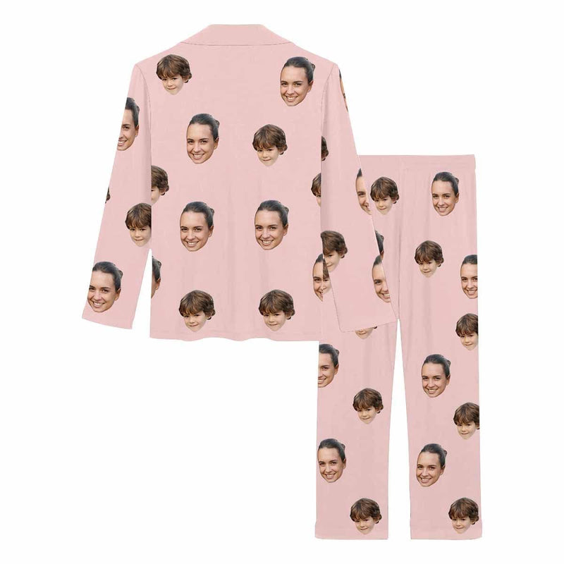 [Up To 4 Faces] Persoanlized Pajamas Custom Photo Funny Sleepwear With Faces On Them Women's Long Pajama Set