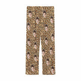 Custom Face Leopard Print Sleepwear Personalized Women's&Men's Slumber Party Long Pajama Pants