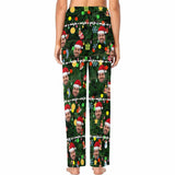 Custom Face Christmas Red Hat Tree Trinkets Sleepwear Personalized Women's&Men's Slumber Party Long Pajama Pants