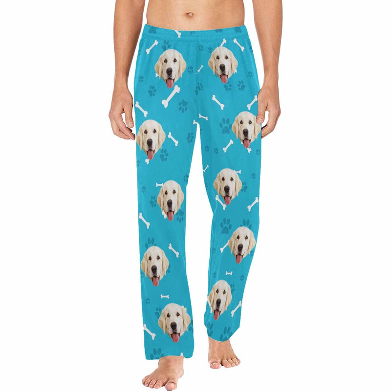 Personalized Long Pajama Pants for Men&Women Custom Face Bone Paw Sleepwear Slumber Party