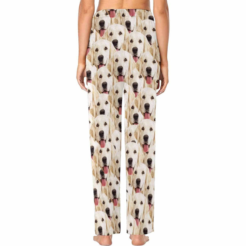 Custom Couple Face Pet Dog Seamless Sleepwear Personalized Women's&Men's Slumber Party Long Pajama Pants