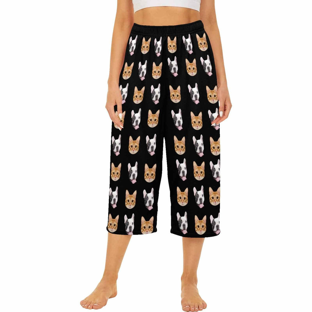 Custom Dog&Cat Face Pet Cropped Pajama Pants For Women Girlfriend Fash –  Custom Face Shirt