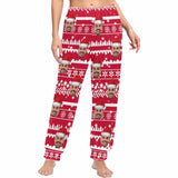 Custom Face Christmas Hat Long Pajama Shirt&Pants Personalized Women's Slumber Party Sleepwear