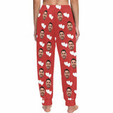 Custom Face Heart Red Long Pajama Shirt&Pants Personalized Women's Slumber Party Sleepwear