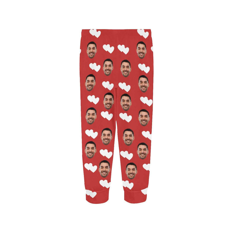 Custom Face Heart Red Long Pajama Shirt&Pants Personalized Women's Slumber Party Sleepwear