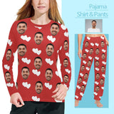 Custom Face Heart Red Women's Long Pajama Shirt&Pants