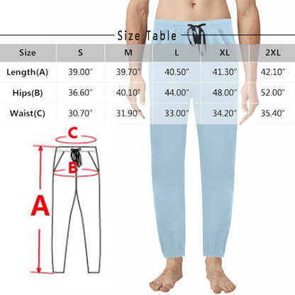 Custom Face Long Pajama Pants with Red Love Heart Personalized Men's Slumber Party Sleepwear