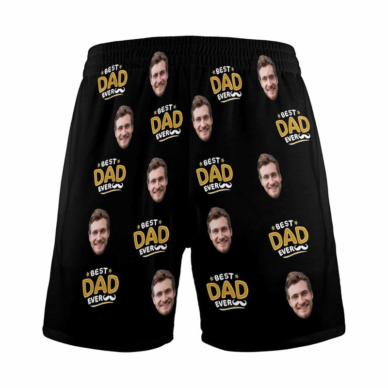 Custom Face Men's Pajama Shorts Personalized Best Dad Sleepwear Shorts