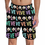 Custom Face Men's Pajama Shorts Personalized Colorful Love Sleepwear Shorts