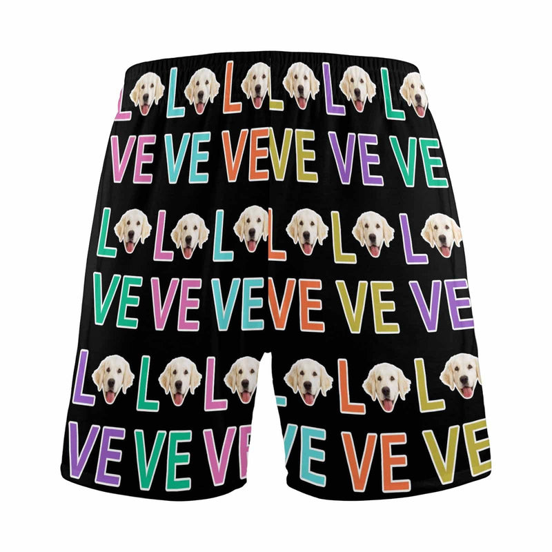 Custom Face Men's Pajama Shorts Personalized Colorful Love Sleepwear Shorts