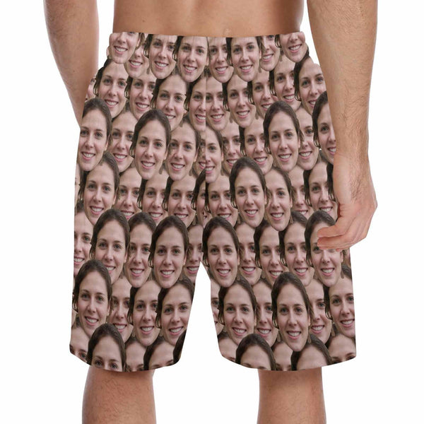 Custom Face Men's Pajama Shorts Personalized Face Sleepwear Shorts