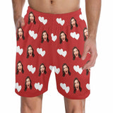 Custom Face Men's Pajama Shorts Personalized Love Heart Sleepwear Shorts