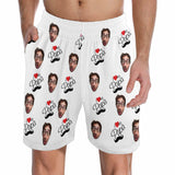 Custom Face Men's Pajama Shorts Personalized Love Papa Sleepwear Shorts