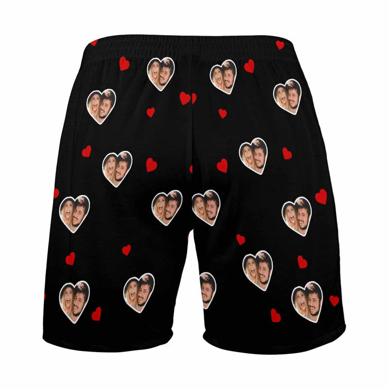 Custom Face Men's Pajama Shorts Personalized Love Sleepwear Shorts