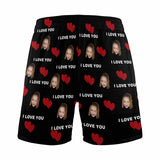 Custom Face Men's Pajama Shorts Personalized Love You Sleepwear Shorts