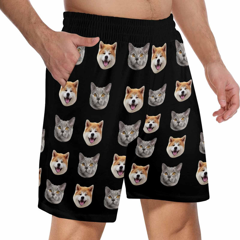 Custom Face Men's Pajama Shorts Personalized Pet Sleepwear Shorts