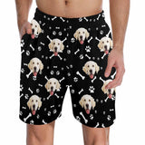Custom Face Men's Pajama Shorts Personalized Smiley Dog Sleepwear Shorts