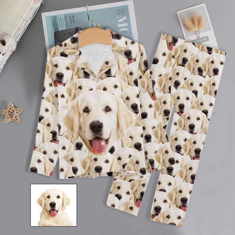 Custom Face Seamless Dog Women's Long Pajama Set Pajama Top&Bottom