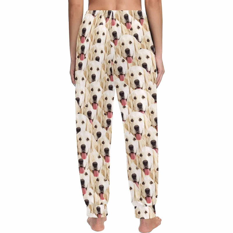 Custom Face Pet Dog Seamless Long Pajama Shirt&Pants Personalized Women's Slumber Party Sleepwear