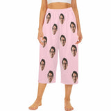 Custom Face Pink Cropped Pajama Pants For Women Girlfriend Gift