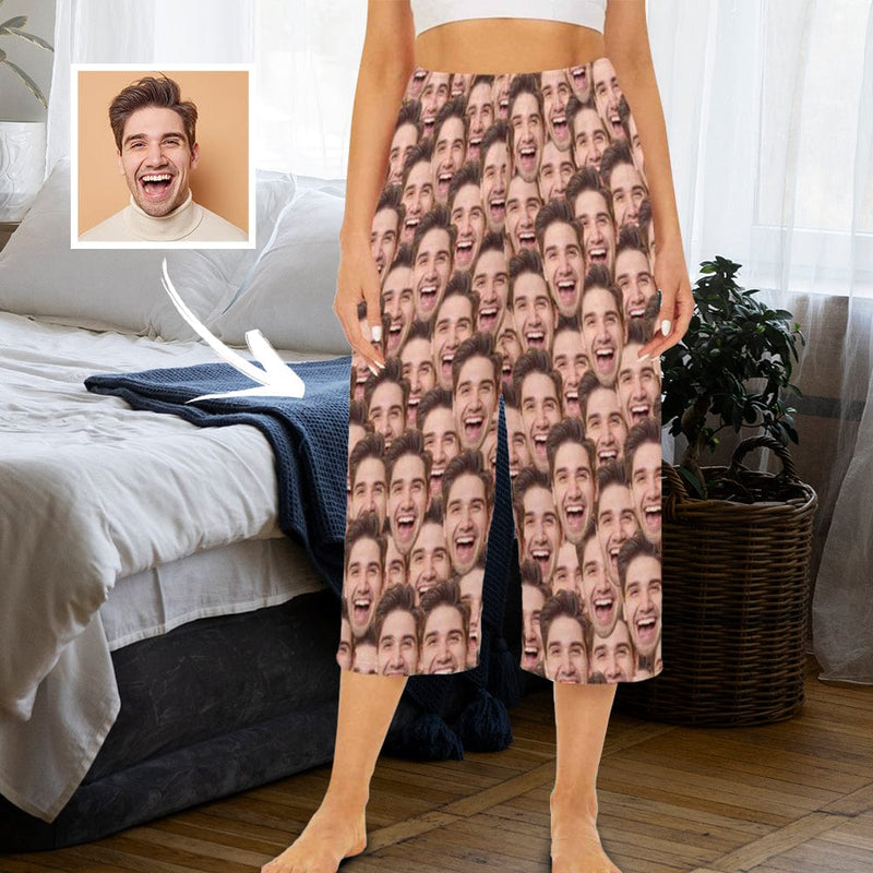 Custom Face Seamless Cropped Pajama Pants For Women Girlfriend Gift