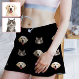 Custom Face Women's Pajama Shorts Personalized Cat Dog Pictures Sleepwear Shorts
