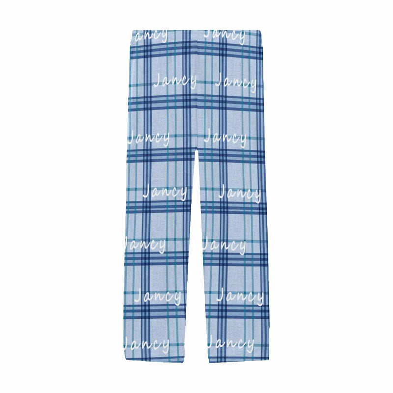 Custom Name Black&Blue Lattice Sleepwear Personalized Men's Slumber Party Long Pajama Pants