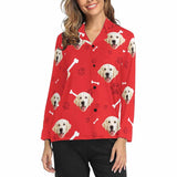 Custom Photo My Pet Dog Sleepwear Personalized Women's Slumber Party Long Pajama Shirt&Pants