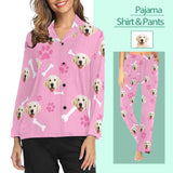 Custom Photo My Pet Dog Women's Slumber Party Long Pajama Shirt&Pants