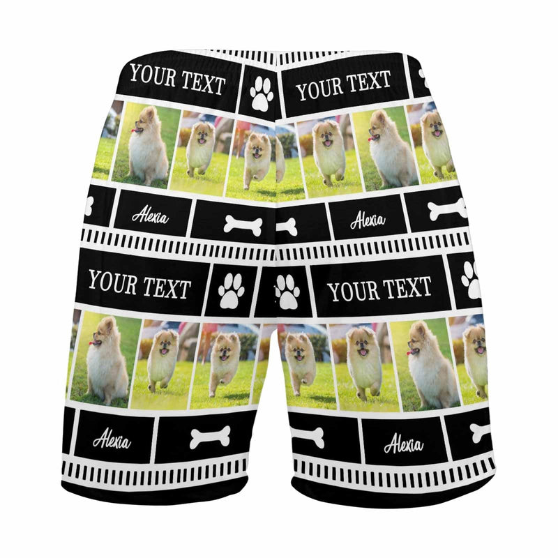 Custom Text&Photo Men's Pajama Shorts Personalized Sleepwear Shorts