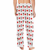 Pajama Shirt&Pajama Pants-Custom face Pajamas heart Men's Sleepwear Personalized Photo Men's V-Neck Long Pajama Set